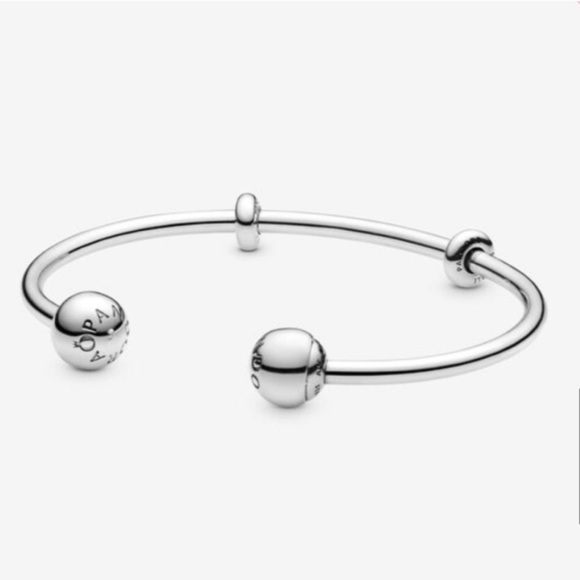 Authentic Pandora Bracelet Bangle Retired Pink Charm & Stoppers - Picture 12 of 12